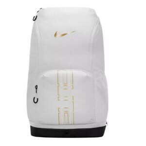 Nike Varsity Elite Backpack (32L)-Color: White/Black/Metallic Gold